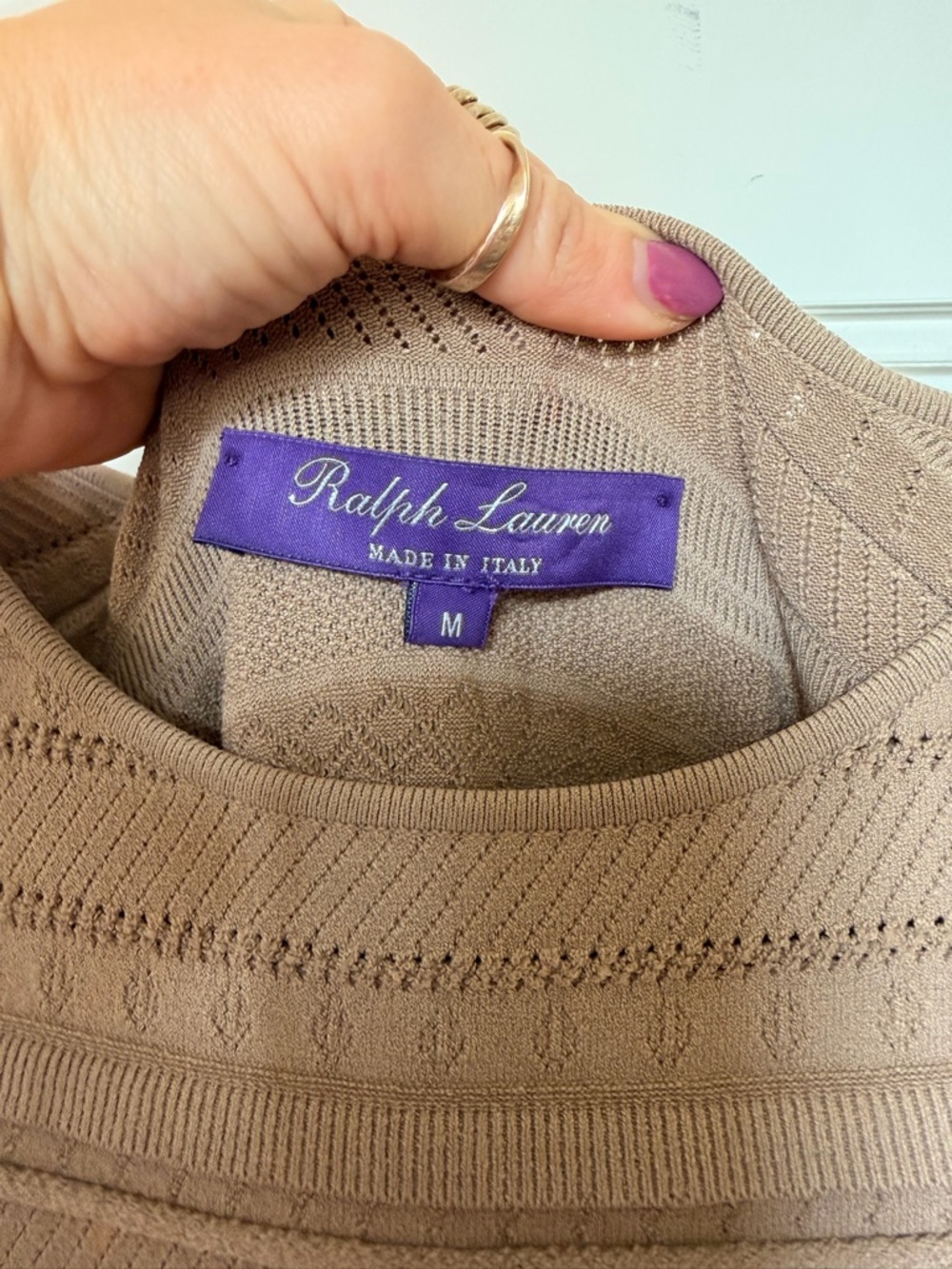 Ralph Lauren Taupe Knit Crewneck Dress